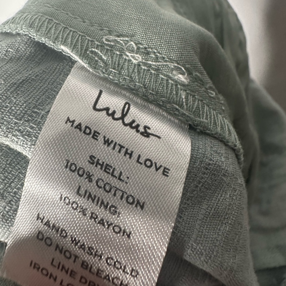 Lulus Breezy Sophistication Sage Green Textured Wide-Leg Jumpsuit new small - Picture 7 of 7